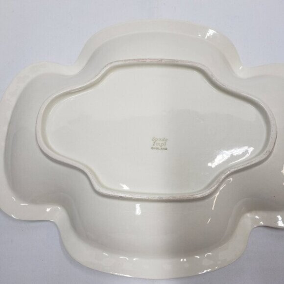 Vintage Spode Imperial Serving Platter Basket Weave Quatrefoil Ivory - Picture 11 of 16